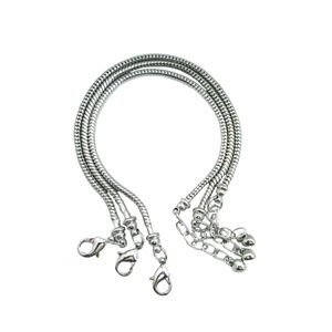 3 Silver Snake Chain Bracelets ~ 8" + 1" Extender